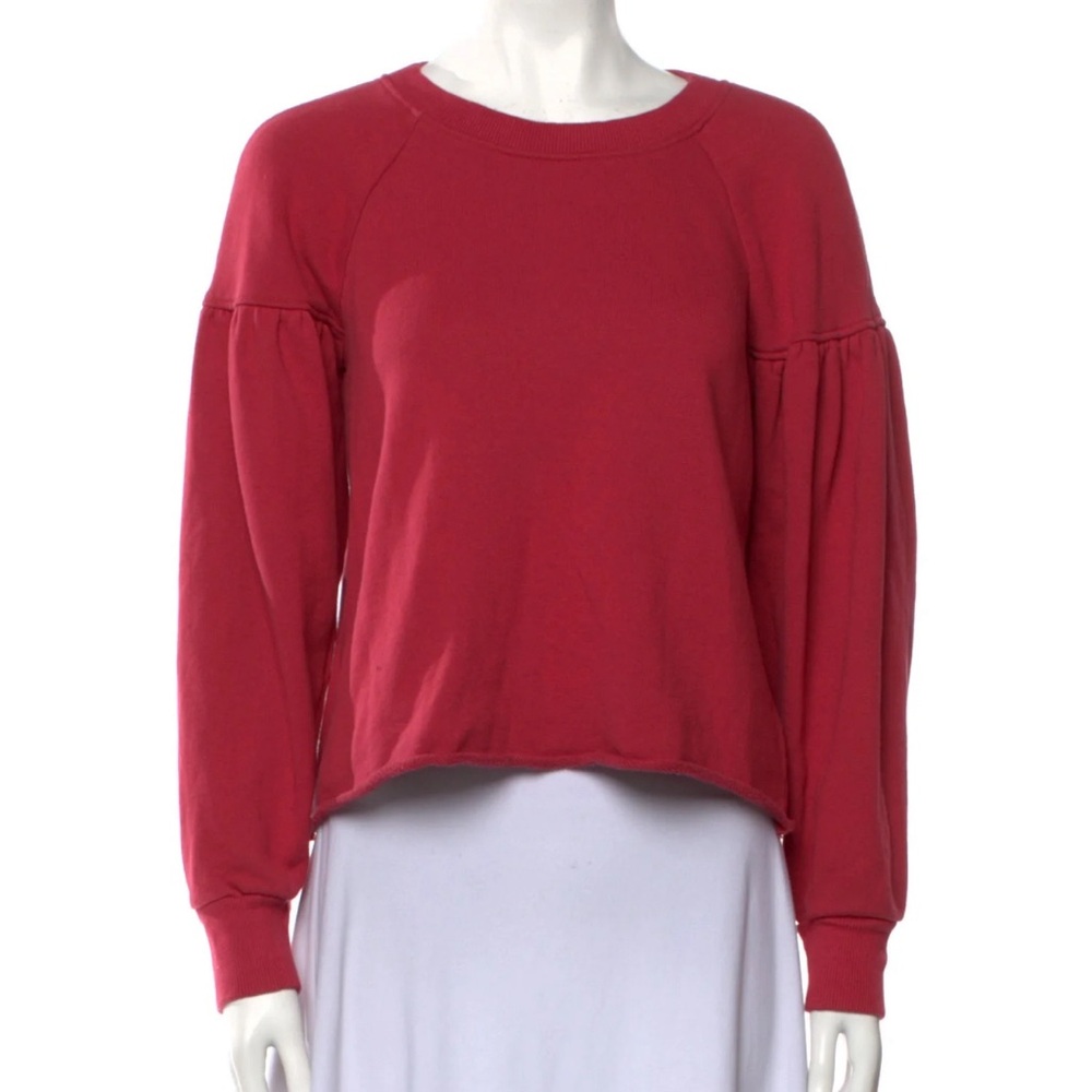 A.L.C Red Gilmore Puff Sleeve Rolled Hem Cropped Sweatshirt Japanese Fabric Sm